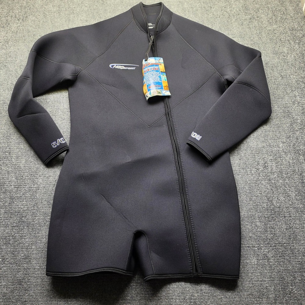 Neo Sport Mens 3XL Wetsuit Black Front Zip Shorty 5/0mm S655MF-01 NWT